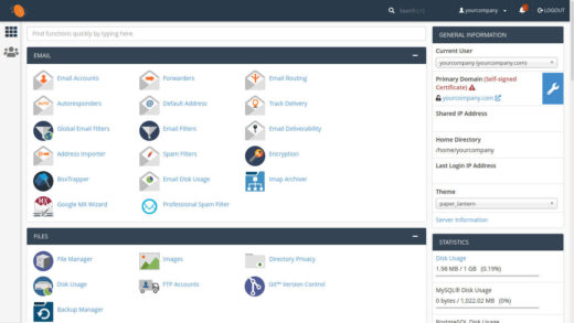 cpanel hosting login first screen
