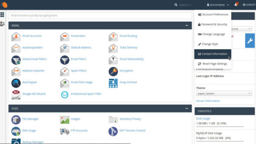 hosting cpanel navigate to contact